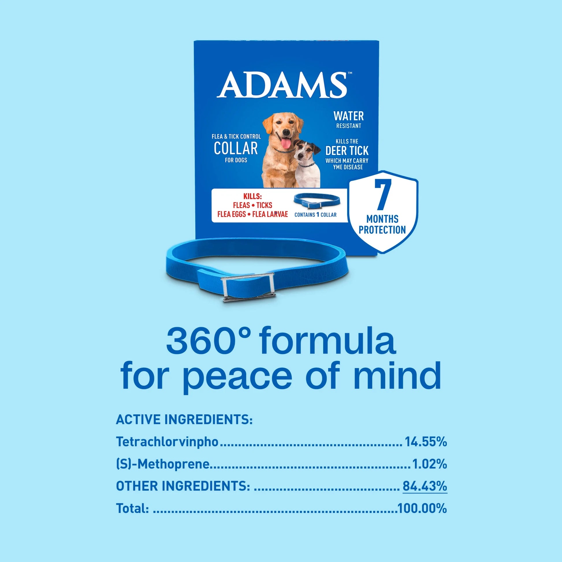Flea & Tick Control Collar for Dogs, 7-Month Protection, Adjustable Collar Fits Dogs & Puppies, Kills Fleas & Ticks