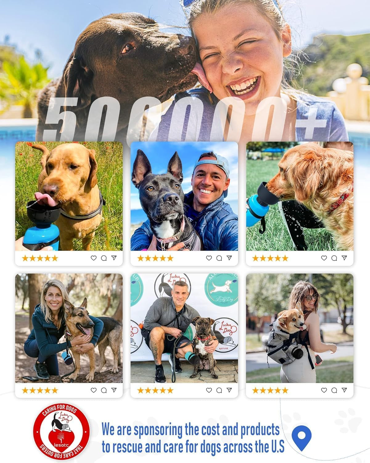 Dog Water Bottle Portable Water Dispenser with Bowl