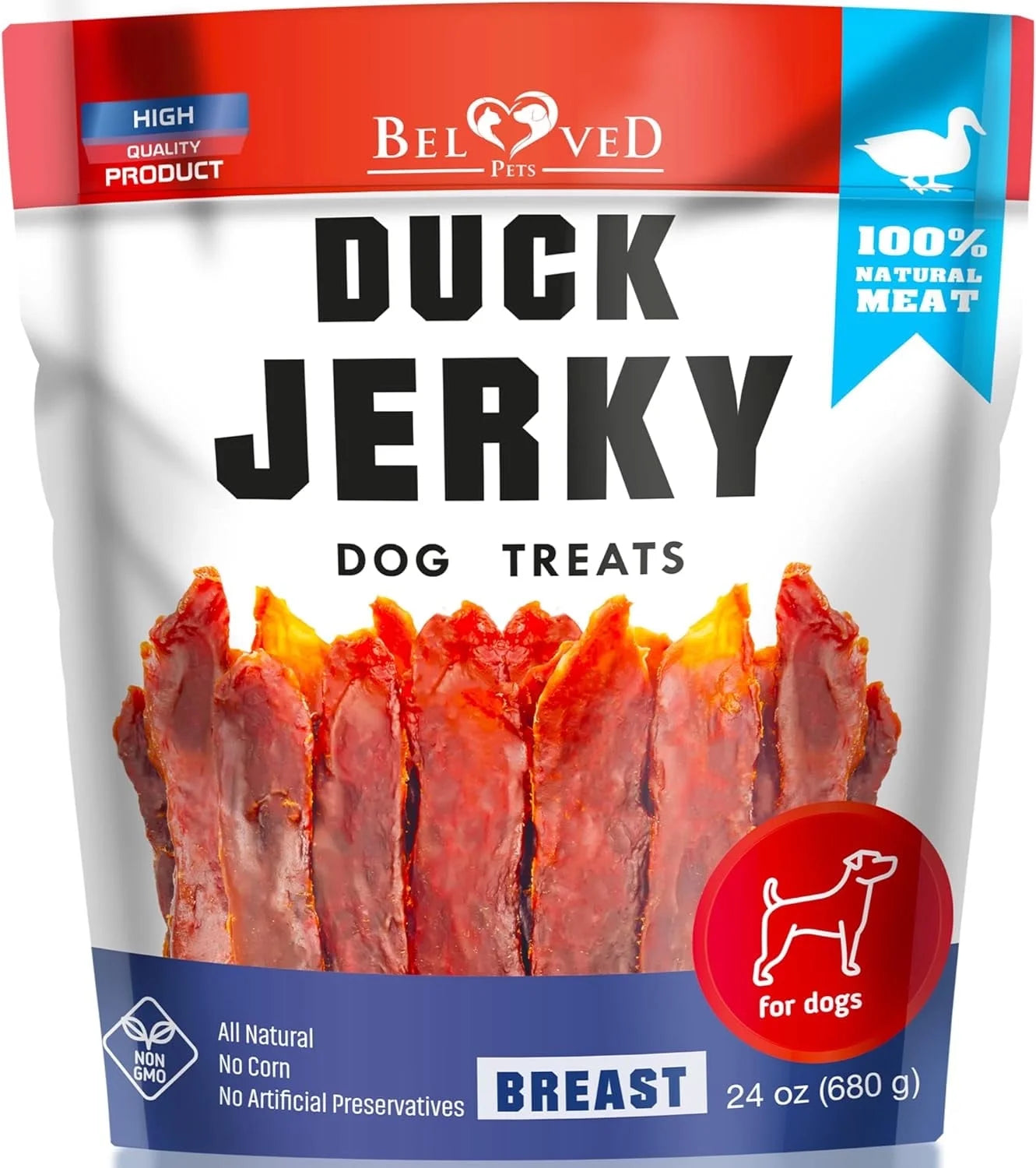 Dog Treats Duck Jerky 1.5 LB - Human Grade Pet Snacks - Natural High Protein Meat Dried Strips - Best Chews for Training Small & Large Dogs - Bulk Soft Pack