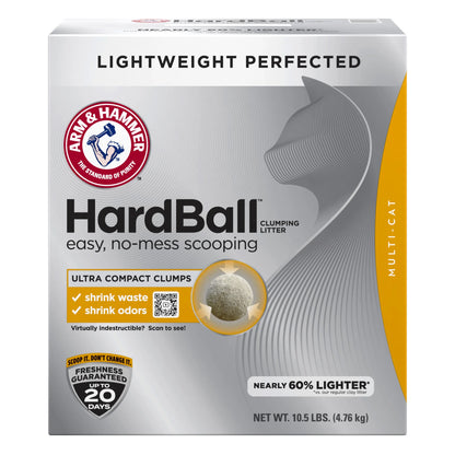 Hardball Lightweight Cat Litter, Multi-Cat No-Mess Scoopable Clumping Litter, 10.5 Lb