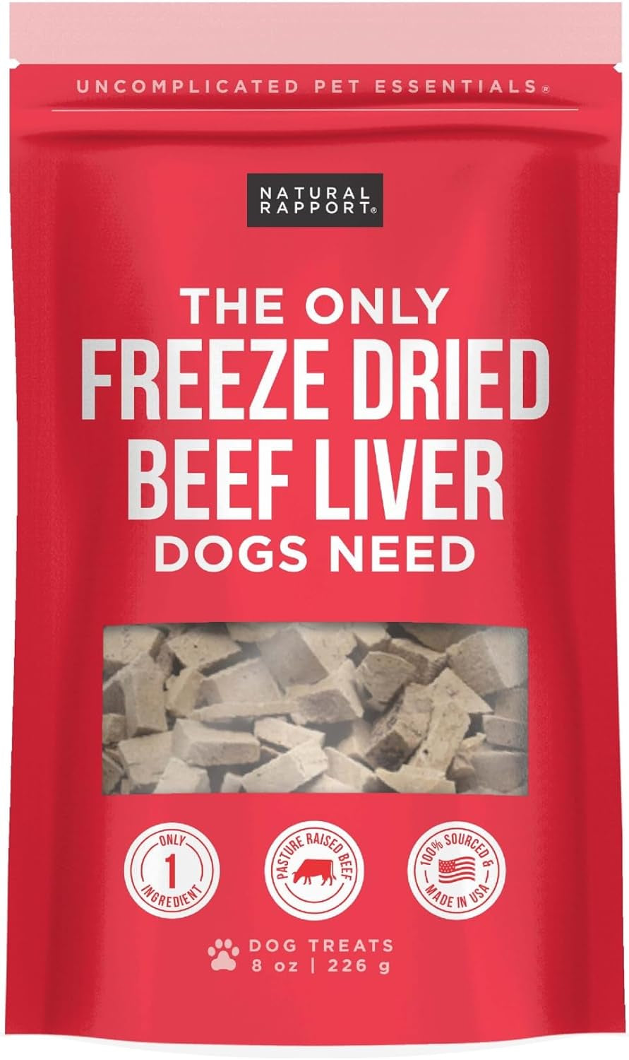 Beef Liver Dog Treats - the Only Freeze Dried Beef Liver Dogs Need - Grain-Free Beef Bites, Dog Treats for Small and Large Dogs (8 Oz.)