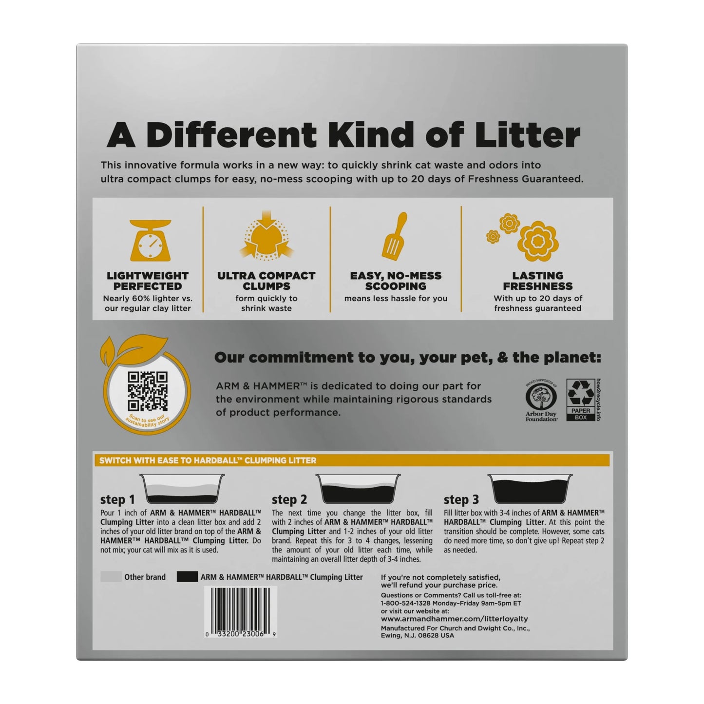 Hardball Lightweight Cat Litter, Multi-Cat No-Mess Scoopable Clumping Litter, 10.5 Lb