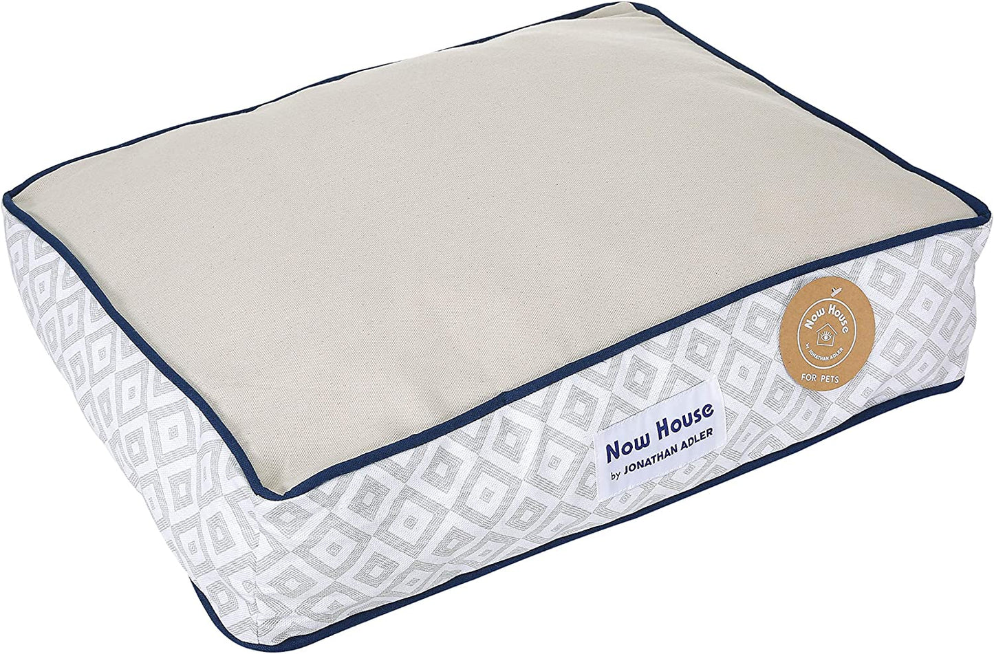 Now House for Pets Grey Diamond Cushion Dog Bed, Small Dog Bed, Machine Washable, Cotton/Poly Blend, 17X22X5 Inches