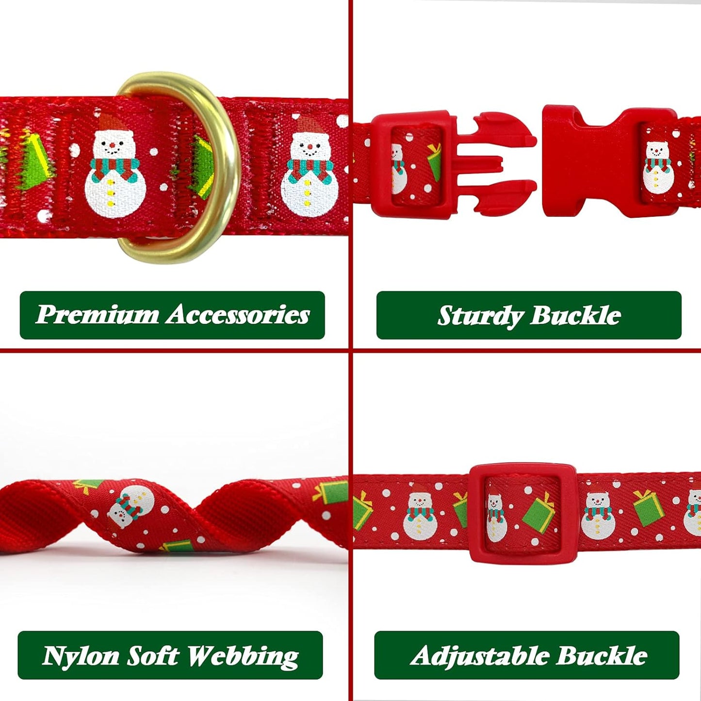 Christmas Antler Bow Tie Snowman Dog Collar for Medium Dogs