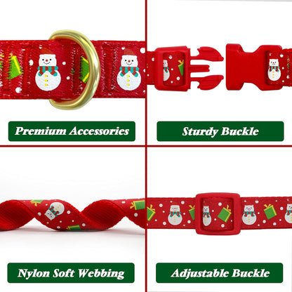 Christmas Antler Bow Tie Snowman Dog Collar for Medium Dogs