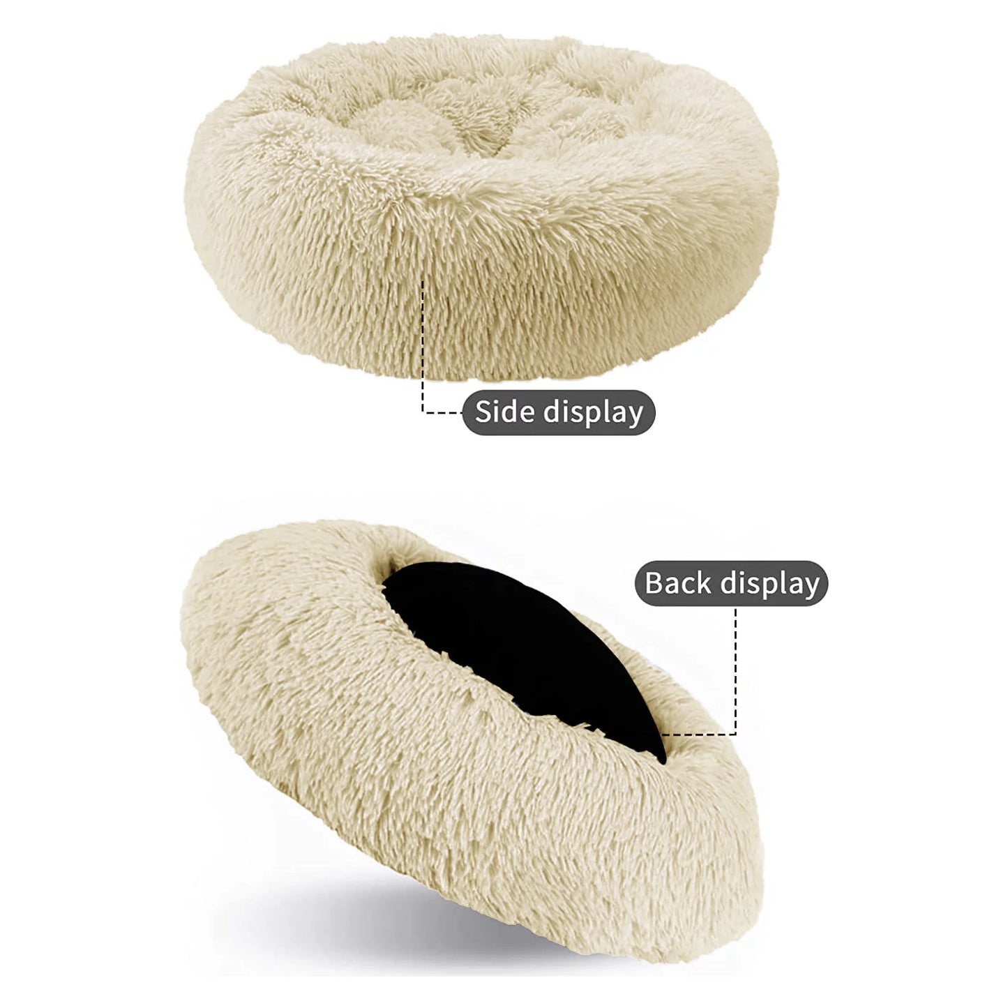Calming Donut Dog Bed Anti-Anxiety, Self Warming, Cozy Soft Plush round Pet Bed, Ideal for Both Home & Travel, 27"L X 27"W X 8"H
