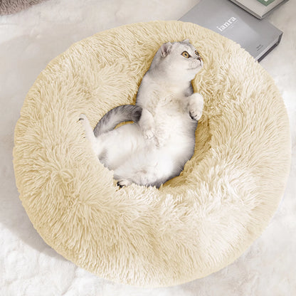 Calming Donut Dog Bed Anti-Anxiety, Self Warming, Cozy Soft Plush round Pet Bed, Ideal for Both Home & Travel, 27"L X 27"W X 8"H