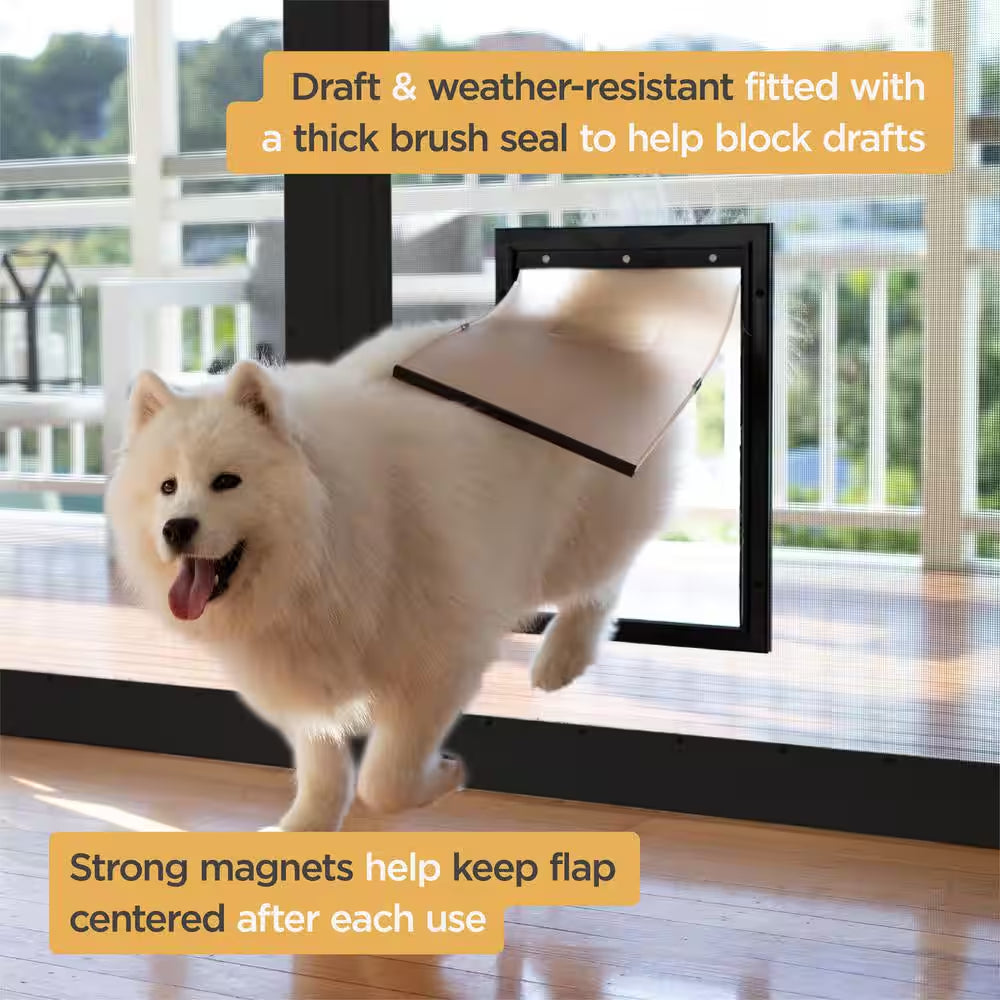 Medium Deluxe Aluminum Pet Door for Dogs, Adjustable Tunnel for Walls and Screens up to 2.8 In.