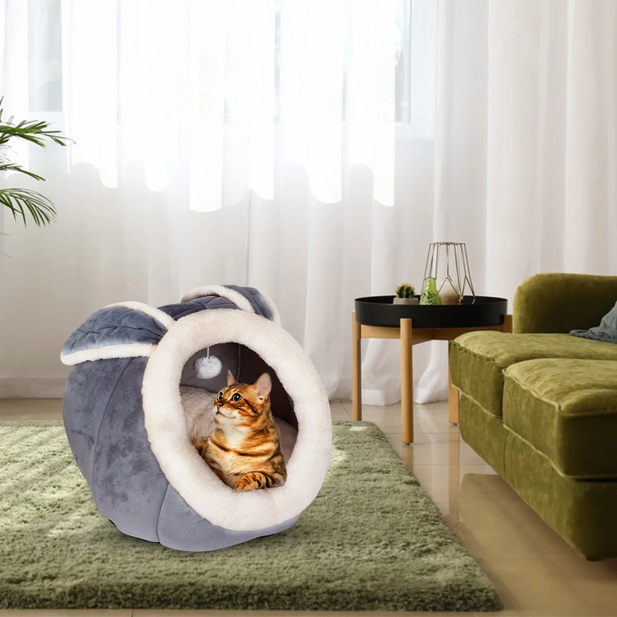 Cat Bed Cave Cat House Bed Pet Bed with Cushion for Small Medium Indoor Cats Dogs Gray