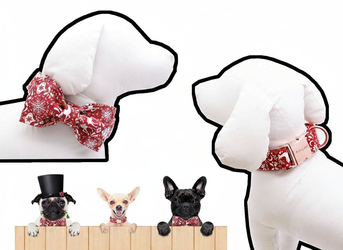 Dog Collar Bowtie, Dog Collar with Bow, Adjustable Collars for Dogs Small Medium Large (X-Large)