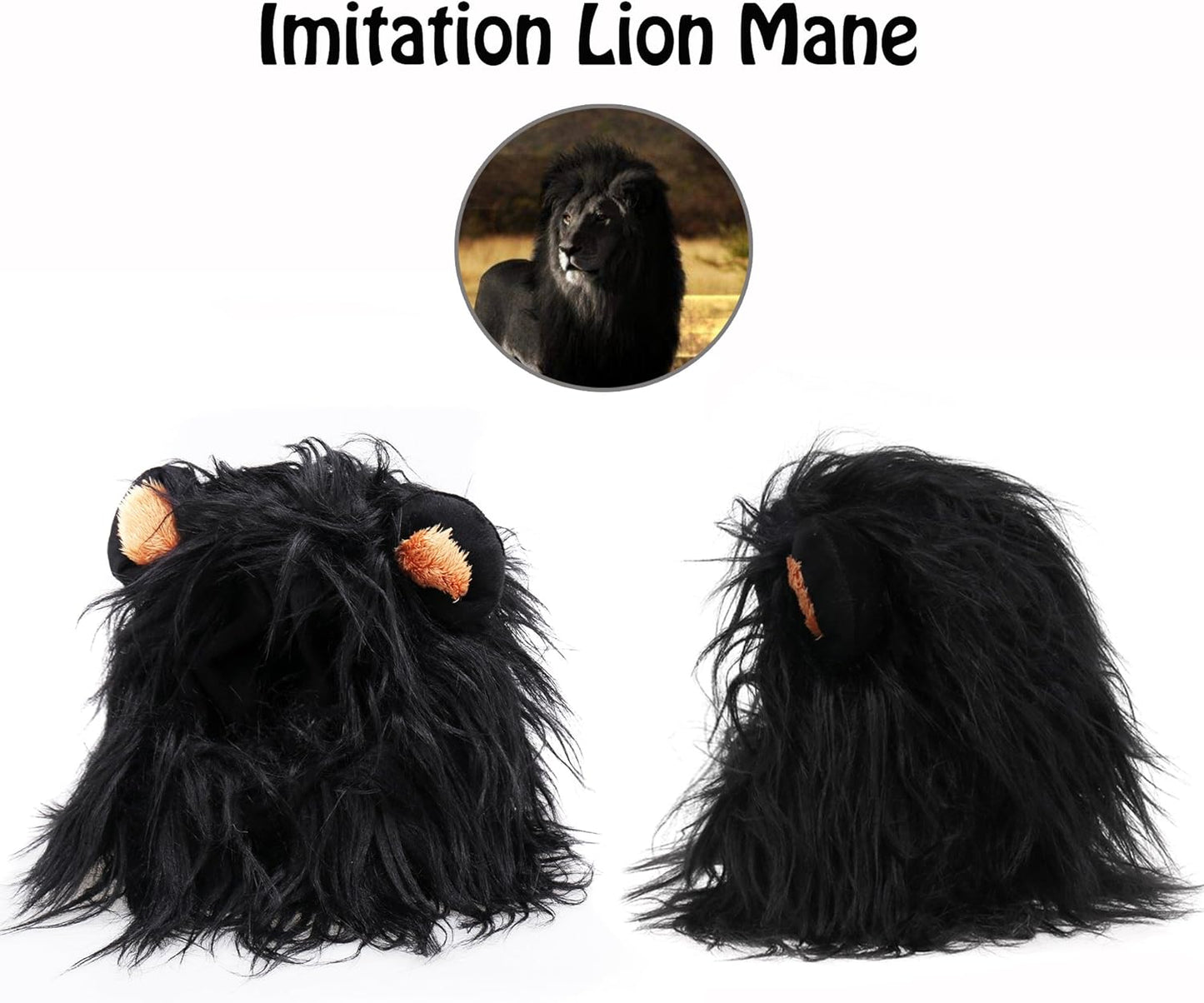 Lion Mane Wig for Cats and Dogs, Funny Pet Cat Costumes for Halloween Christmas, Furry Pet Clothing Accessories