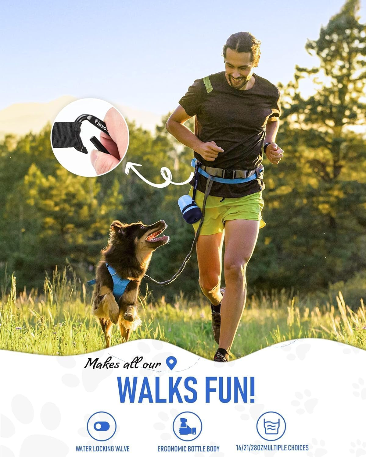 Dog Water Bottle Portable Water Dispenser with Bowl