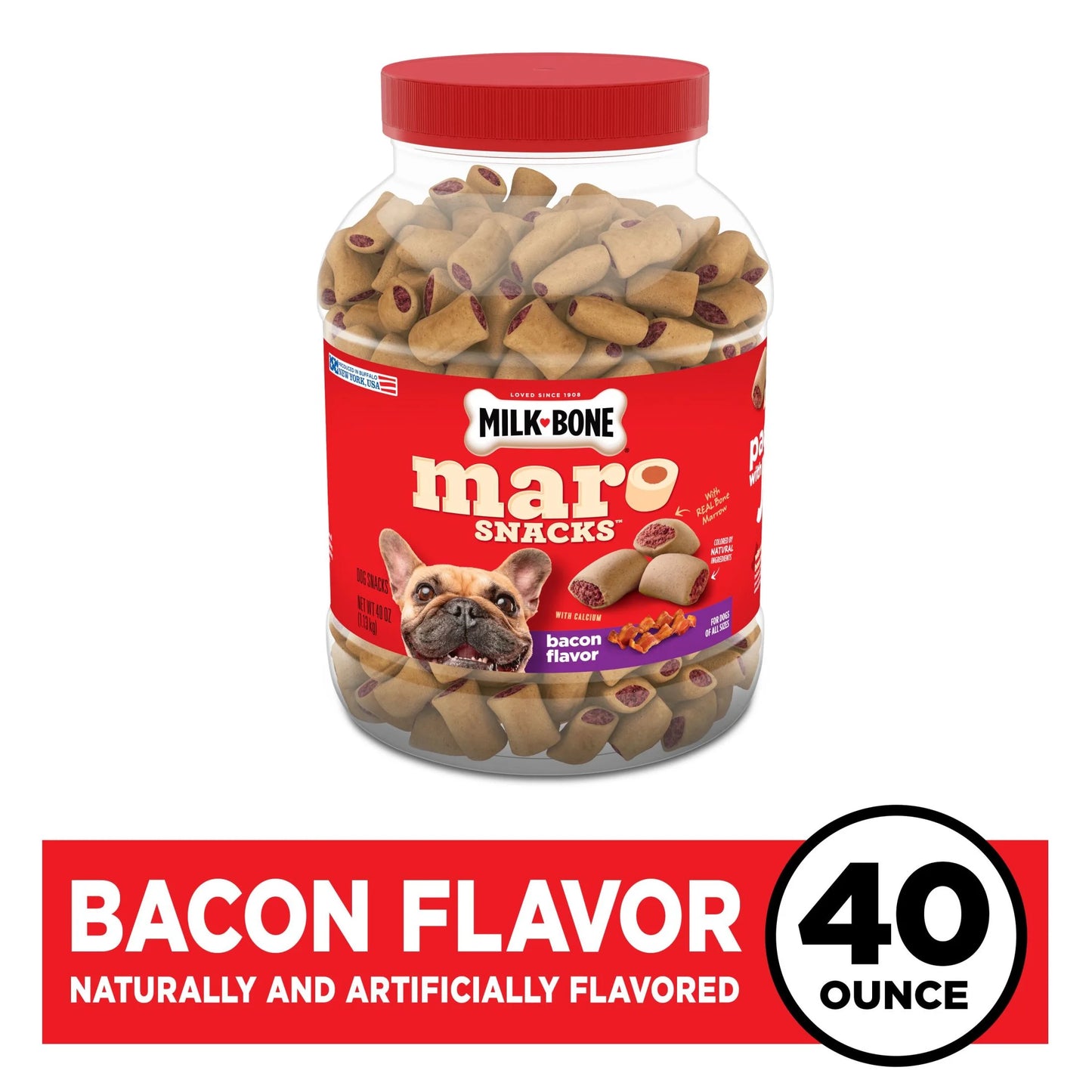 Milk Bone Marosnacks Bacon Flavor Small Dog Treats with Bone Marrow, 40 Ozs