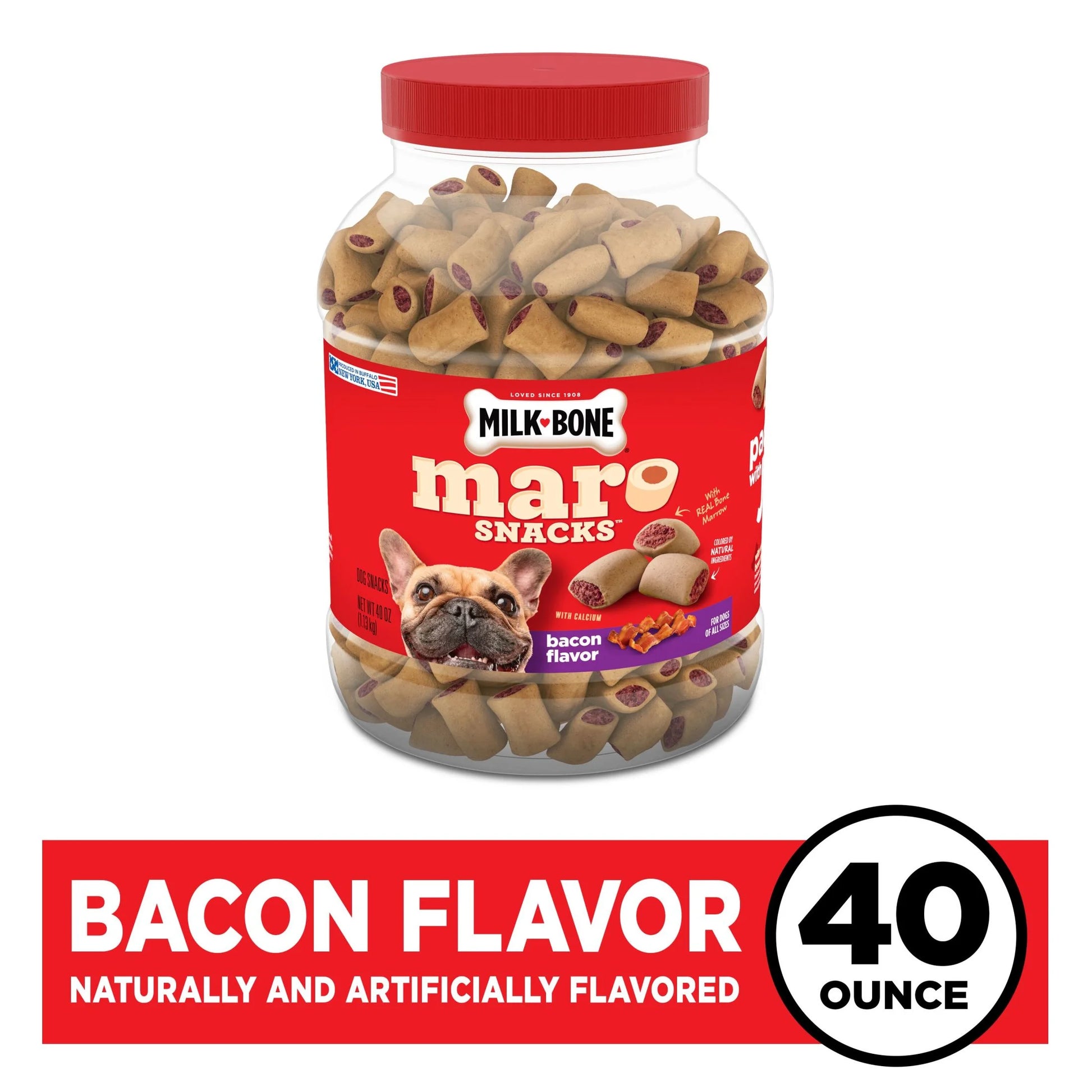 Milk Bone Marosnacks Bacon Flavor Small Dog Treats with Bone Marrow, 40 Ozs