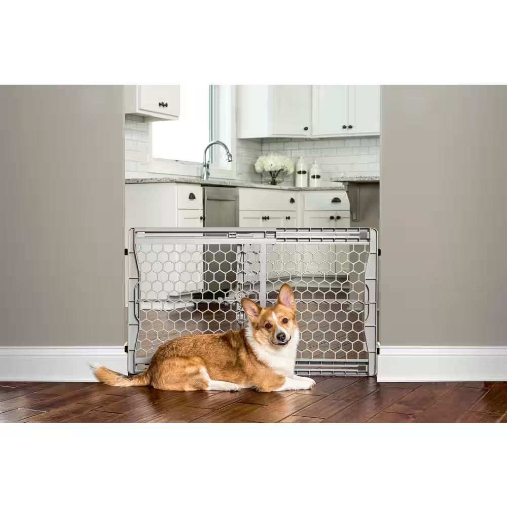 Carlson 23 In. Plastic Expandable Pet Gate, Gray