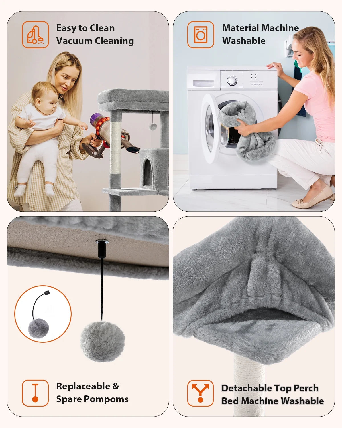 Cat Tree for Large Cats 56"Tall Cat Tower Condo with Scratching Post for Indoor Cats,Gray