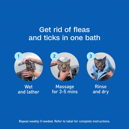 plus Flea & Tick Foaming Shampoo & Wash for Cats & Kittens over 12 Weeks, Sensitive Skin Flea Treatment for Cats & Kittens, Kills Adult Fleas, Ticks and Lice on Contact, 10 Ounces