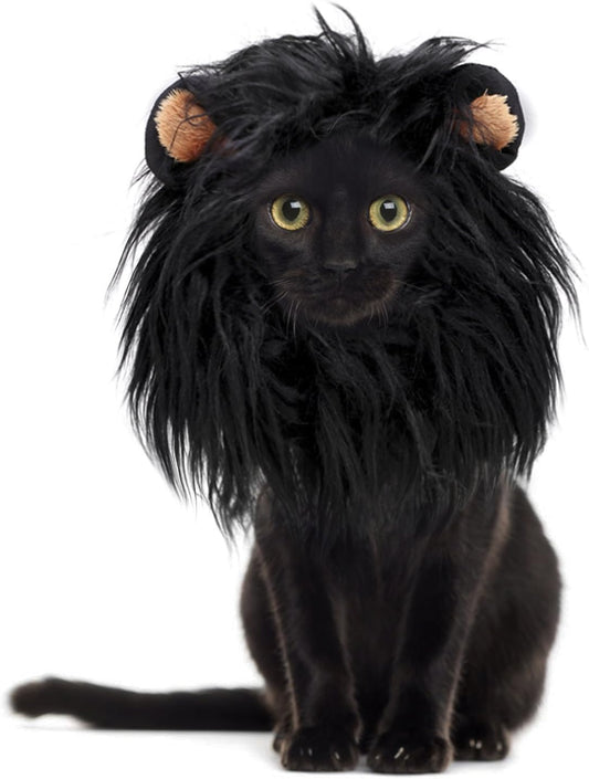 Lion Mane Wig for Cats and Dogs, Funny Pet Cat Costumes for Halloween Christmas, Furry Pet Clothing Accessories