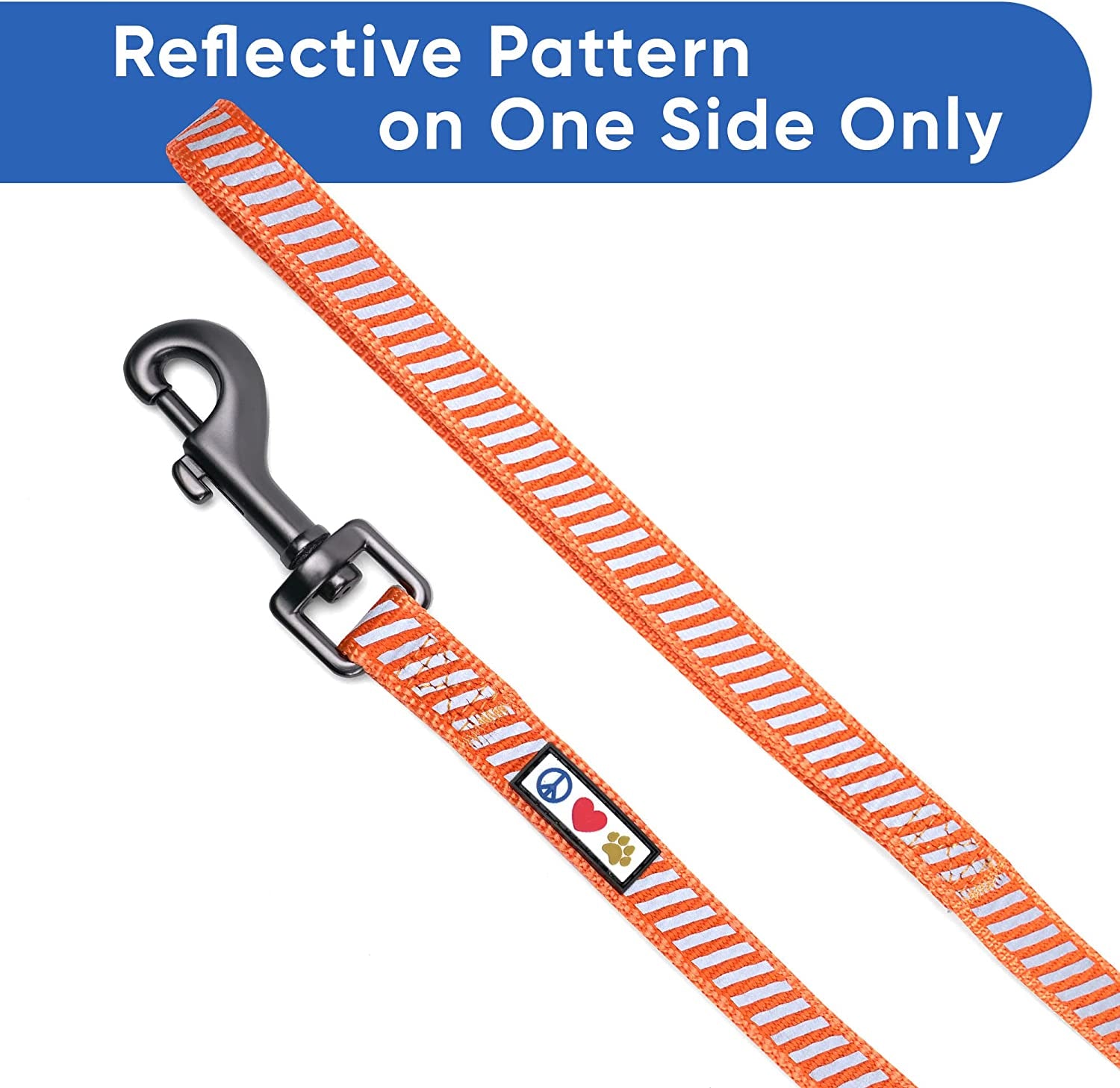 Pet Leash - Comfortable Heavy Duty Reflective Dog Leash | 6 Foot Orange, Highly Visible Threads