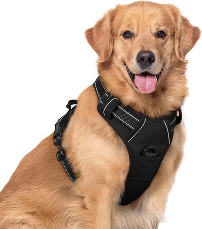 Reflective Dog Harness, No-Pull Pet with 2 Leash Clips,