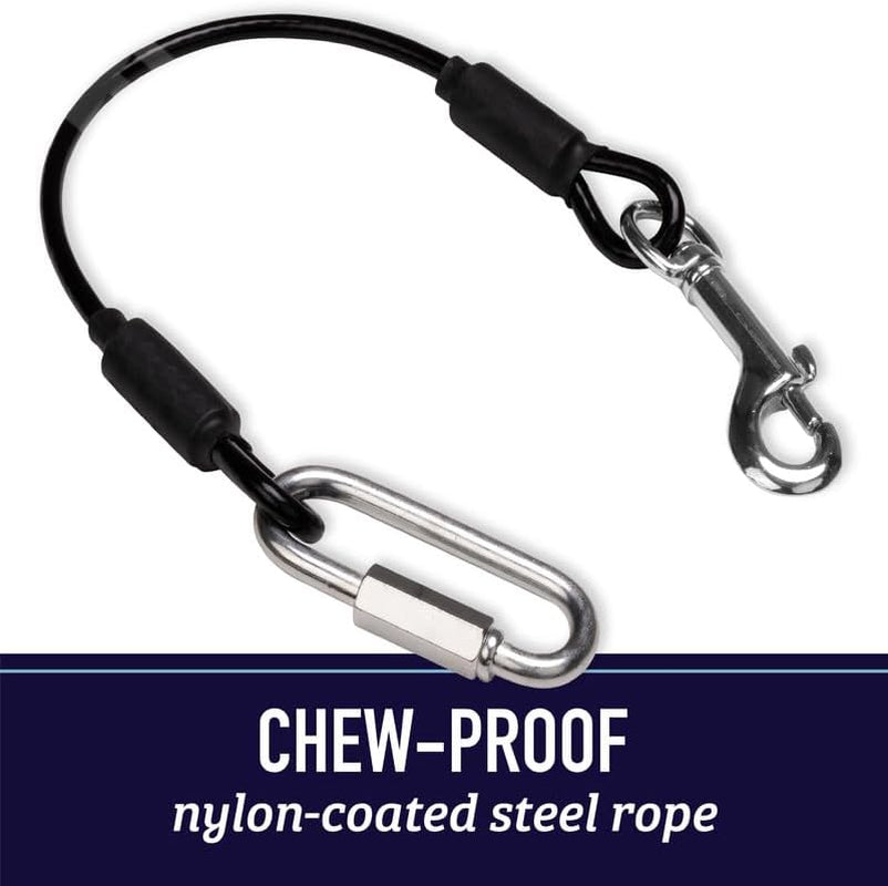 Dog Car Seat Belt Restraint - No-Chew Heavy Duty Car Seatbelt for Pets - 5 Sizes - Coated Steel Rope to Prevent Chewing (16 In) - Restraints for Dogs in Cars - Dog Seat Belt for Car