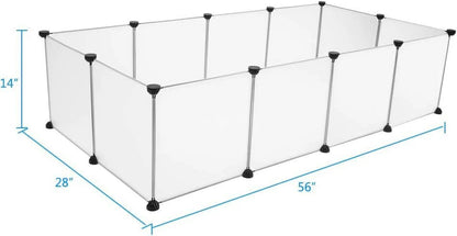 Pet Playpen Portable Small Animals Play Pen Rabbit Cage for Outdoor Indoor DIY Wire Fence for Hamster, Guinea Pig (14" * 14"/12Pieces, Translucent)