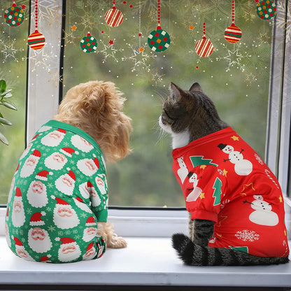 4 Pieces Christmas Dog Pajamas (Santa Patterns,Medium)