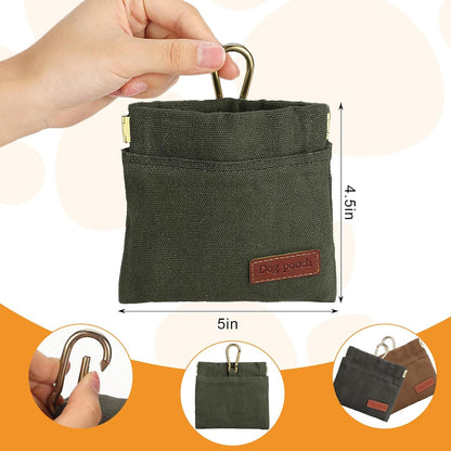 2PC Dog Treat Pouch,Dog Training Treat Reward Bag,Portable Puppy Hand Free Dog Walking Bag,Auto Closing Dog Food Dispenser,Behavior Aids for Puppy Travel or Outdoor(Grey+Khaki)