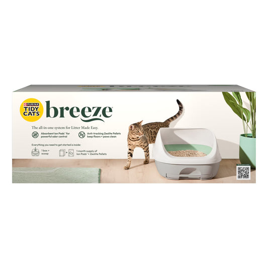 Purina  Breeze Cat Litter Box System Kit with Pellet Cat Litter, Litter Box, and Litter Box Pads