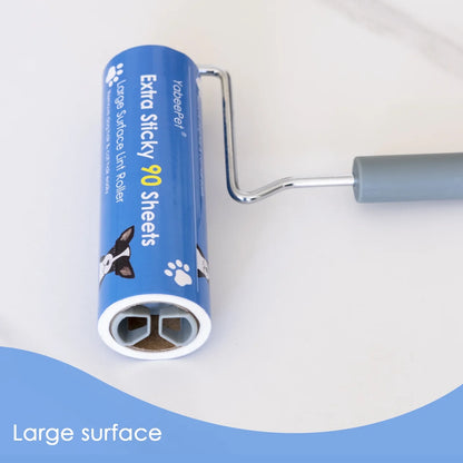 Lint Roller, Large Surface Pet Hair Remover, 90 Sheets, 6.3 Inch Width, Includes 1 Roller & 2 Refills