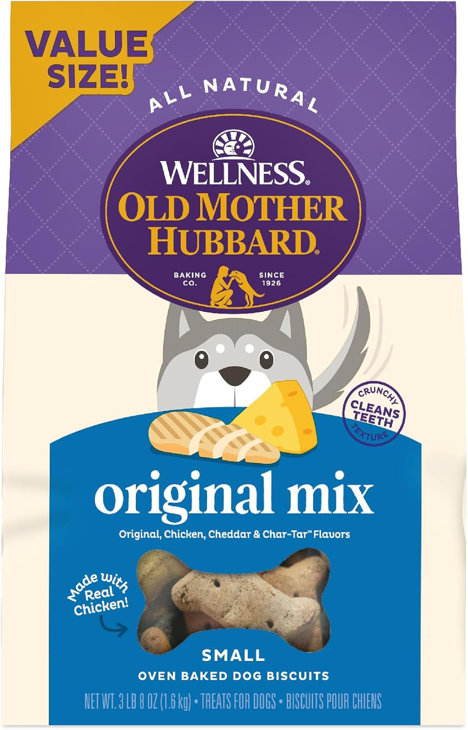 Wellness Original Mix Dog Biscuits, Natural, Training Treats, Four Flavors, Small Size, (3.8 Pound Bag)