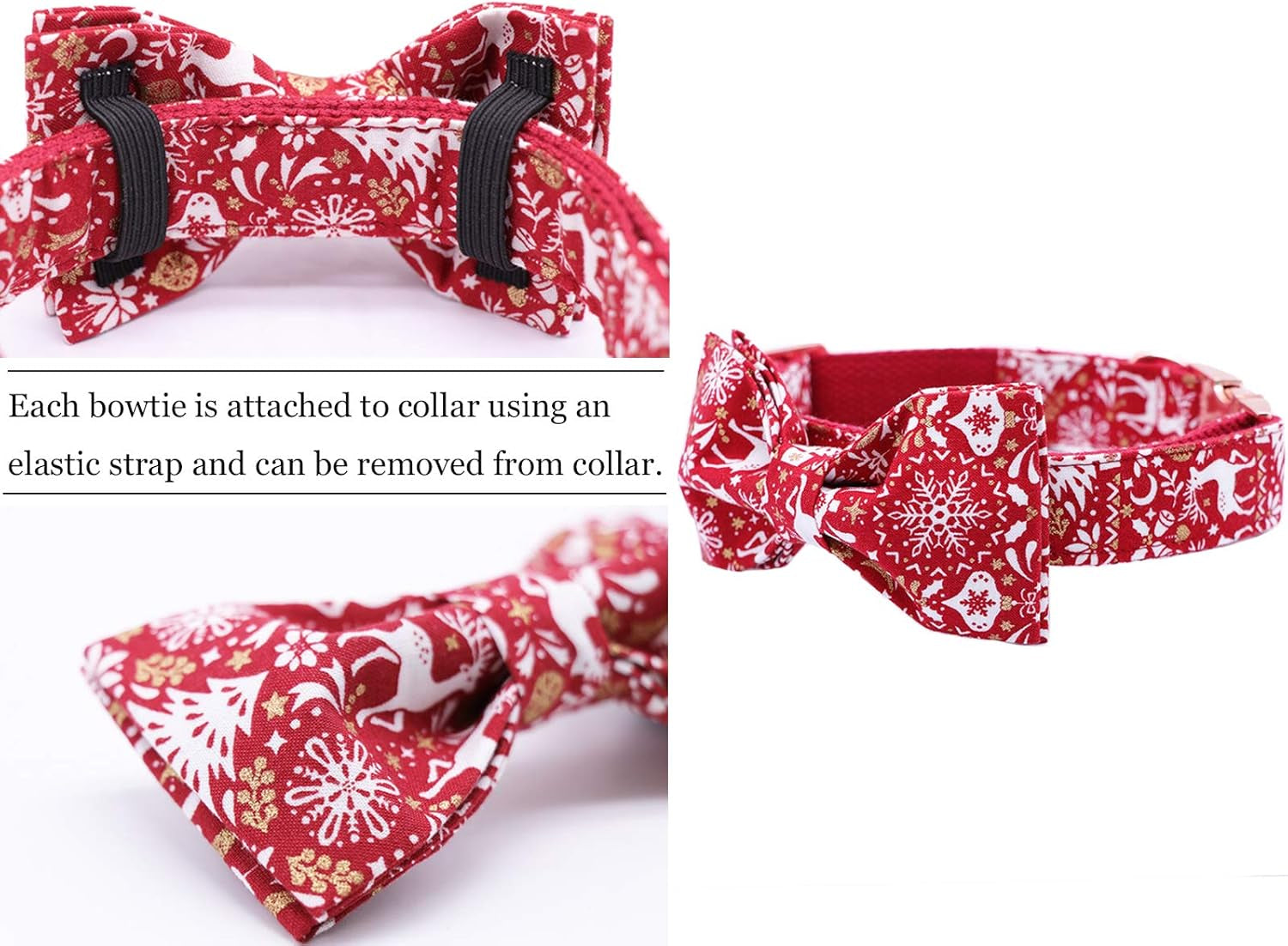 Dog Collar Bowtie, Dog Collar with Bow, Adjustable Collars for Dogs Small Medium Large (X-Large)