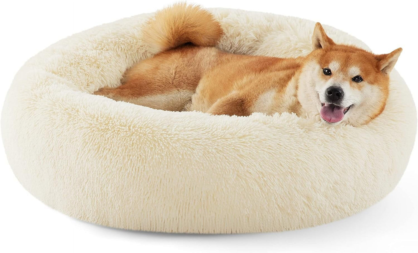 Calming Donut Dog Bed Anti-Anxiety, Self Warming, Cozy Soft Plush round Pet Bed, Ideal for Both Home & Travel, 27"L X 27"W X 8"H