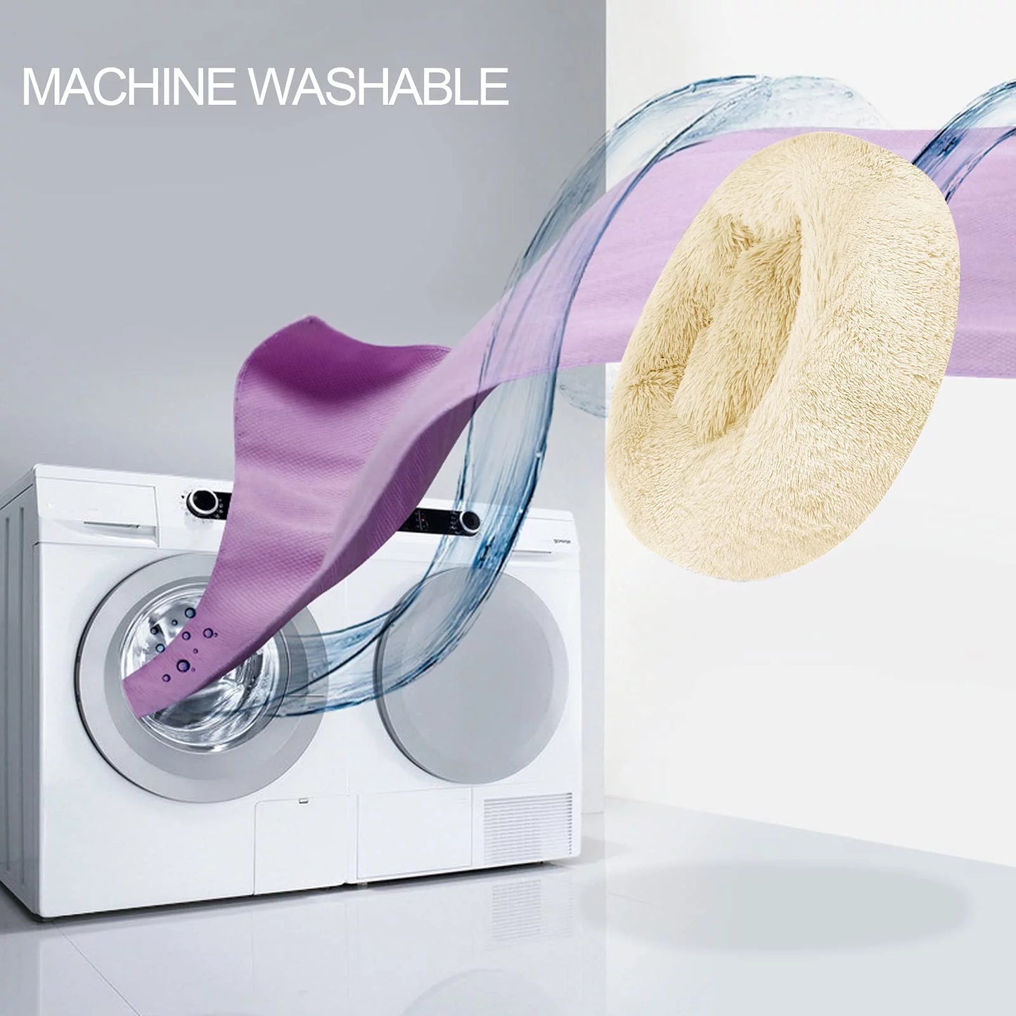 Calming Donut Dog Bed Anti-Anxiety, Self Warming, Cozy Soft Plush round Pet Bed, Ideal for Both Home & Travel, 27"L X 27"W X 8"H