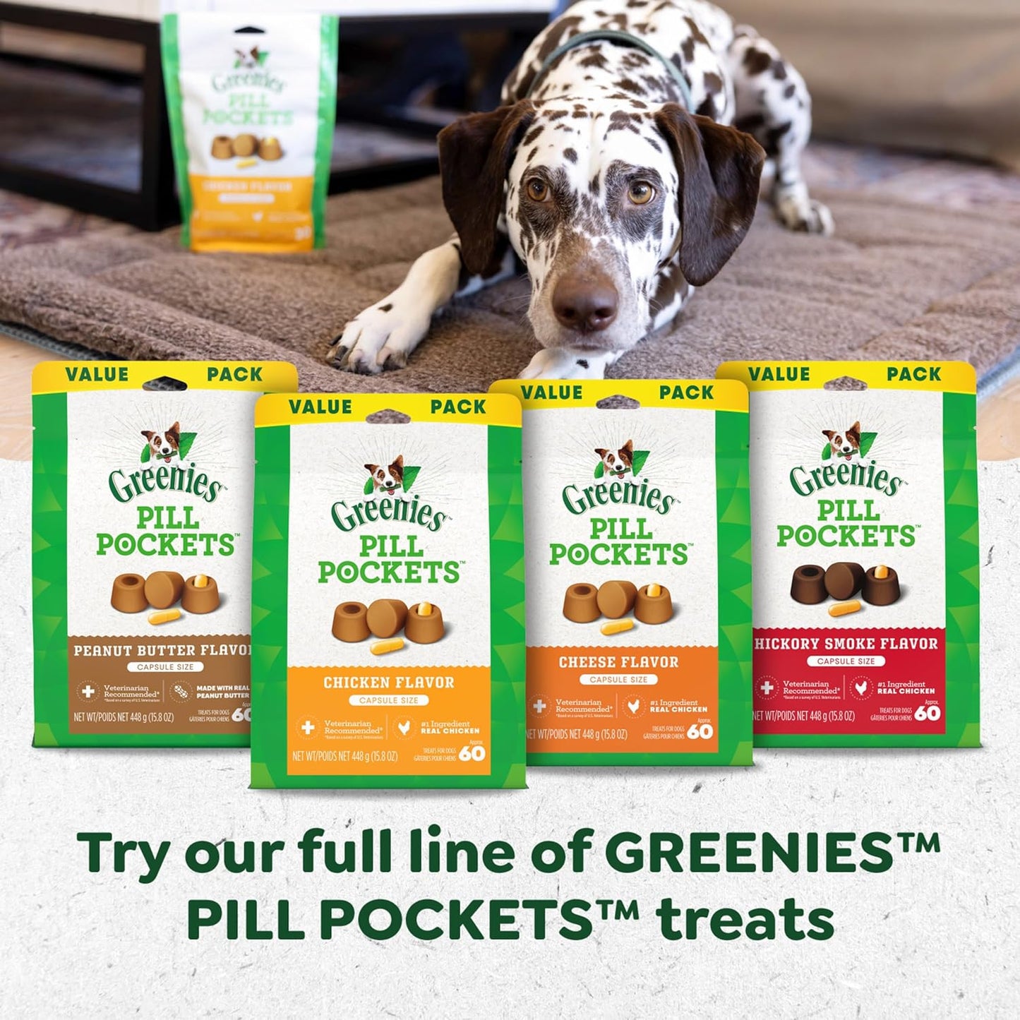 Pill Pockets for Dogs Large Size, Soft Dog Treats, Cheese Flavor, 15.8 Oz. Pouch (60 Treats)