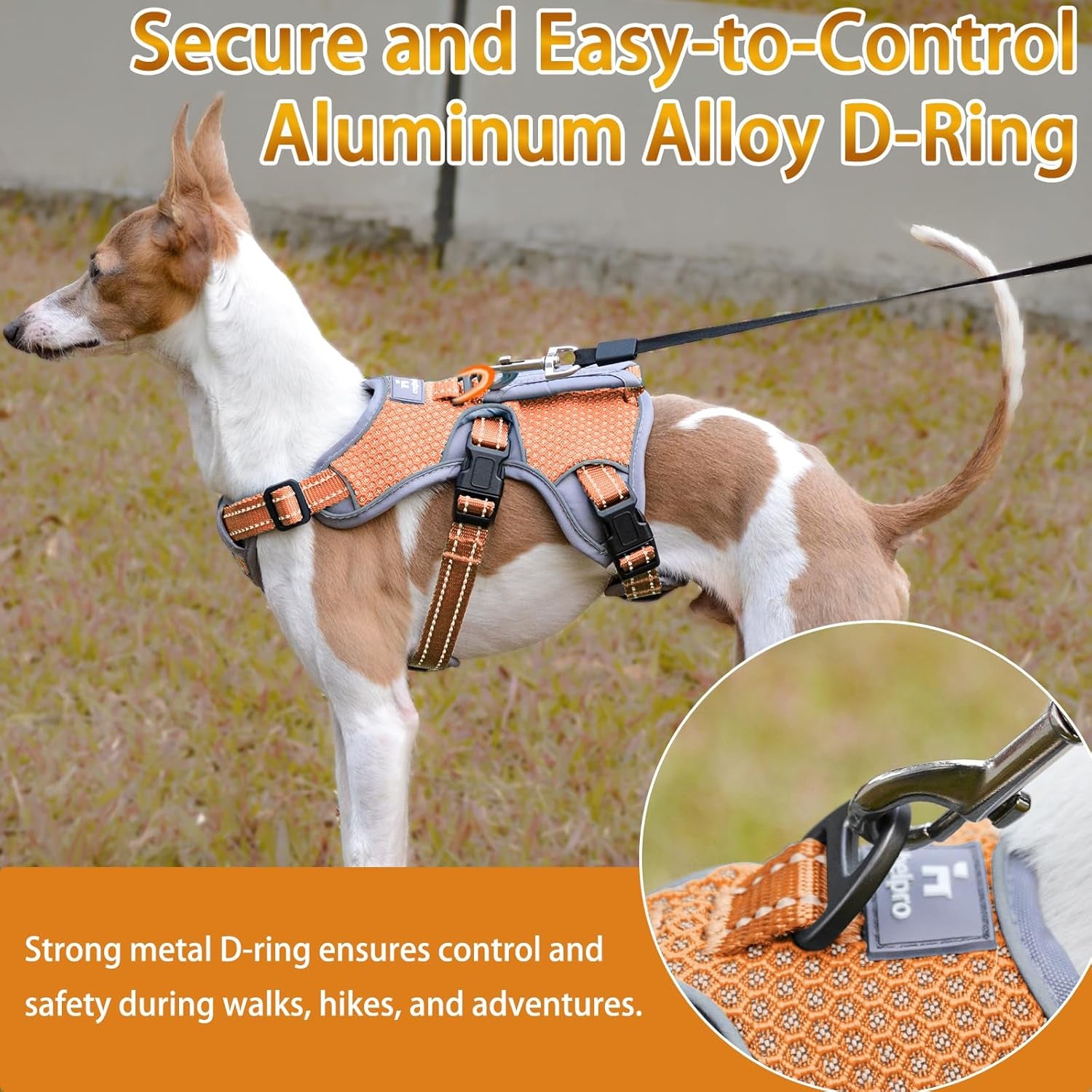 Multi-Use Support Dog Harness, Escape Proof No Pull Reflective Adjustable Vest with Durable Handle, Dog Walking Harness for Big/Active Dogs (Orange, XL)