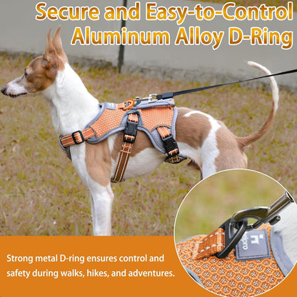 Multi-Use Support Dog Harness, Escape Proof No Pull Reflective Adjustable Vest with Durable Handle, Dog Walking Harness for Big/Active Dogs (Orange, XL)