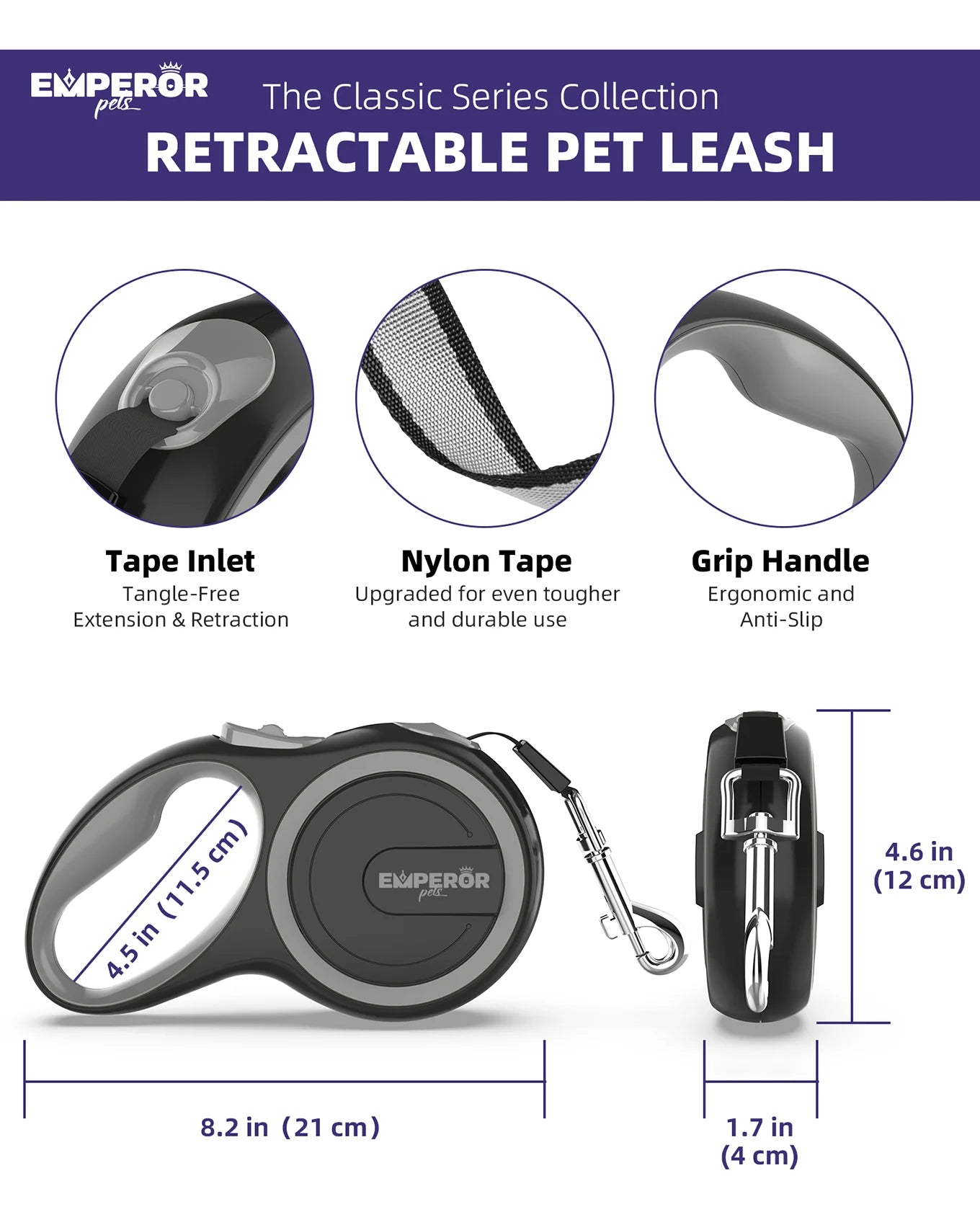 16 Ft Retractable Dog Leash Large Dogs - up to 110Lbs