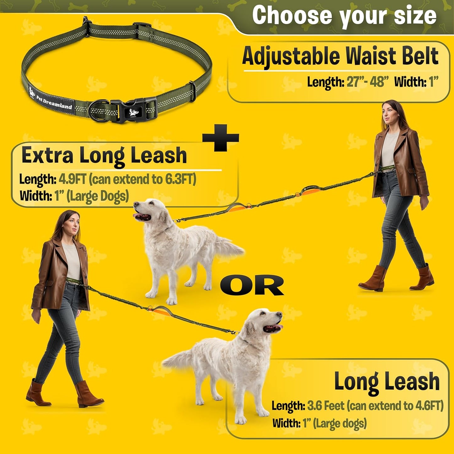 Exquisite Hands-Free Leash for Large Dogs: Ultimate Comfort & Freedom for Running, Walking, Hiking. Premium Quality, Durable & Versatile Waist Leash Belt. Your Dog Will Love It