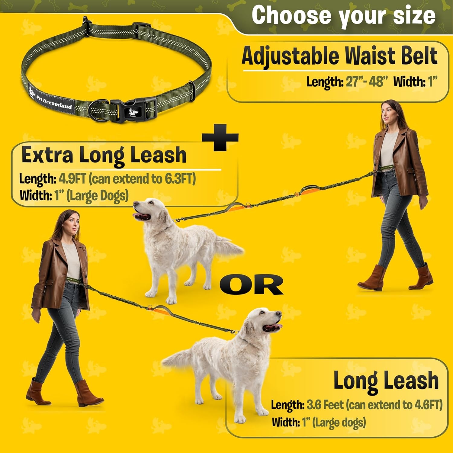 Exquisite Hands-Free Leash for Large Dogs: Ultimate Comfort & Freedom for Running, Walking, Hiking. Premium Quality, Durable & Versatile Waist Leash Belt. Your Dog Will Love It