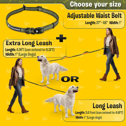 Exquisite Hands-Free Leash for Large Dogs: Ultimate Comfort & Freedom for Running, Walking, Hiking. Premium Quality, Durable & Versatile Waist Leash Belt. Your Dog Will Love It
