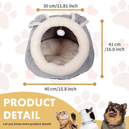Cat Bed Cave Cat House Bed Pet Bed with Cushion for Small Medium Indoor Cats Dogs Gray