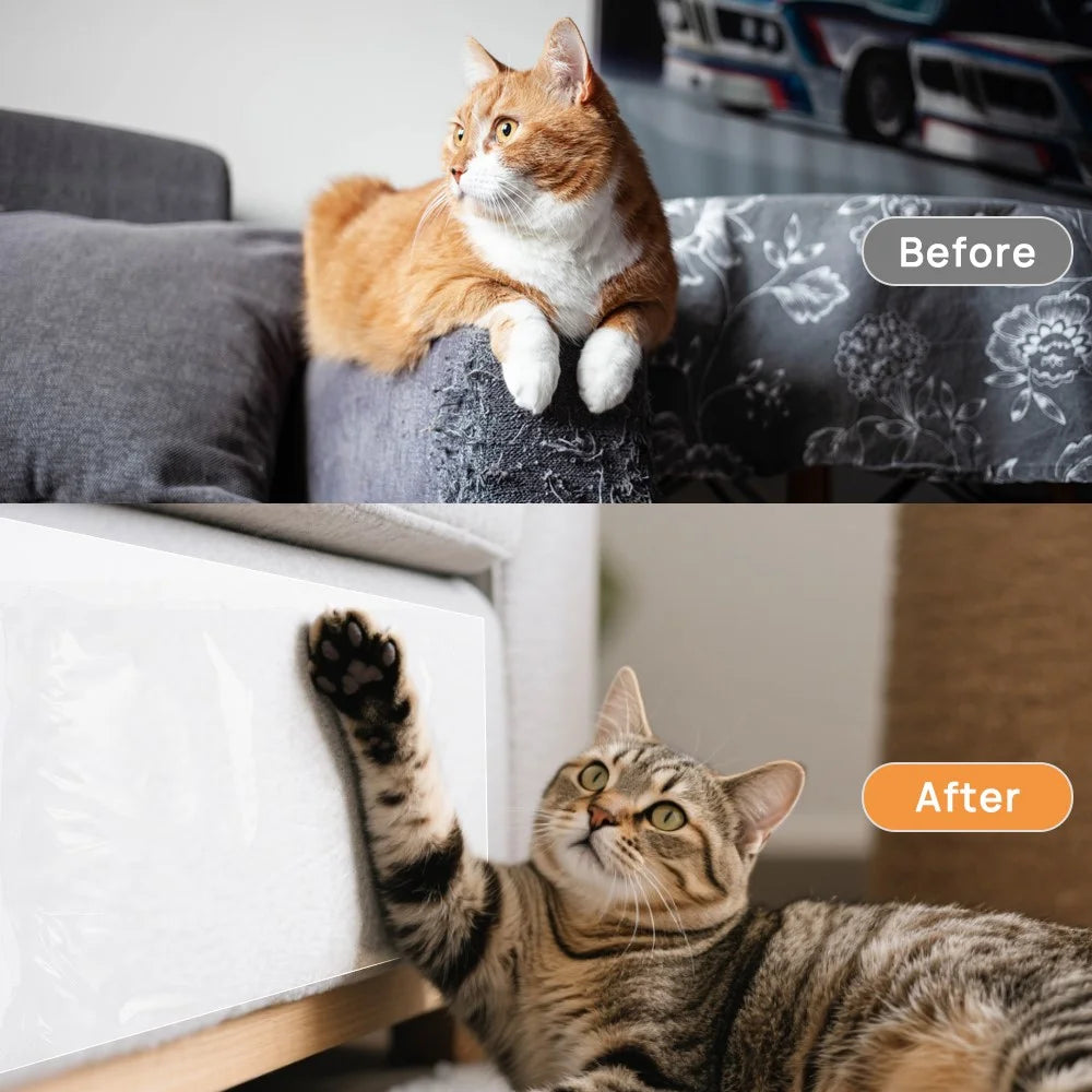 Cat Scratch Tape Protectors with Scraper & Twist Pins, Clear (8 Pack)