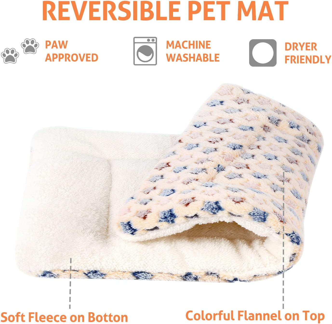 Dog Crate Pad - Ultra Soft Pet Bed with Cute Star Print, Washable Mat for Large Medium Small Dogs, Reversible Fleece Kennel Liner, Cat Bed 21 X 12 Inch Brown