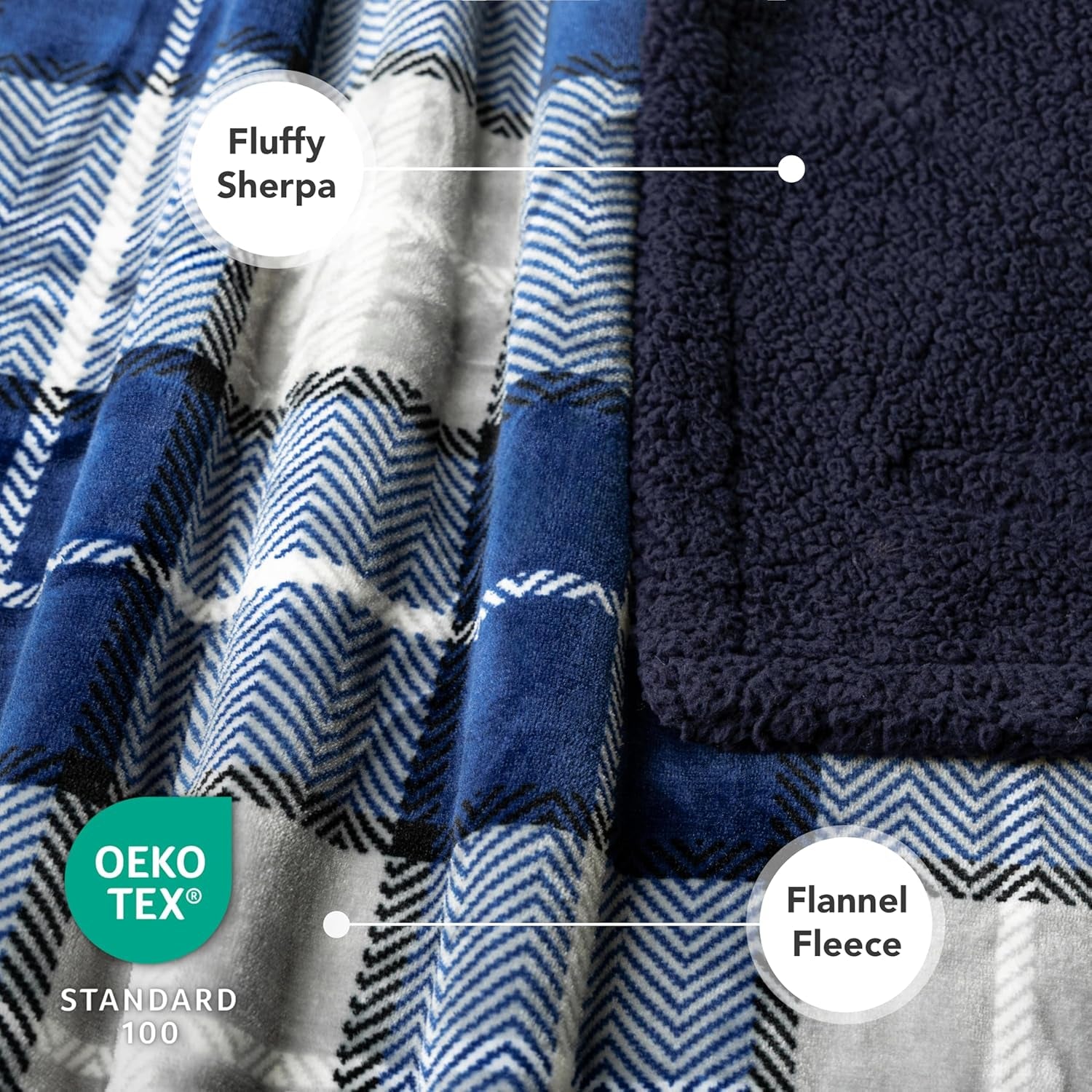 Dog Blanket for Medium Large Dogs, Pet Bed Blanket Cat Puppy Kitten, Fleece Furniture Couch Cover Protector Sofa Car, Soft Sherpa Dog Throw Plush Reversible Washable, 40X60 Plaid Navy Blue