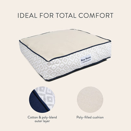 Now House for Pets Grey Diamond Cushion Dog Bed, Small Dog Bed, Machine Washable, Cotton/Poly Blend, 17X22X5 Inches