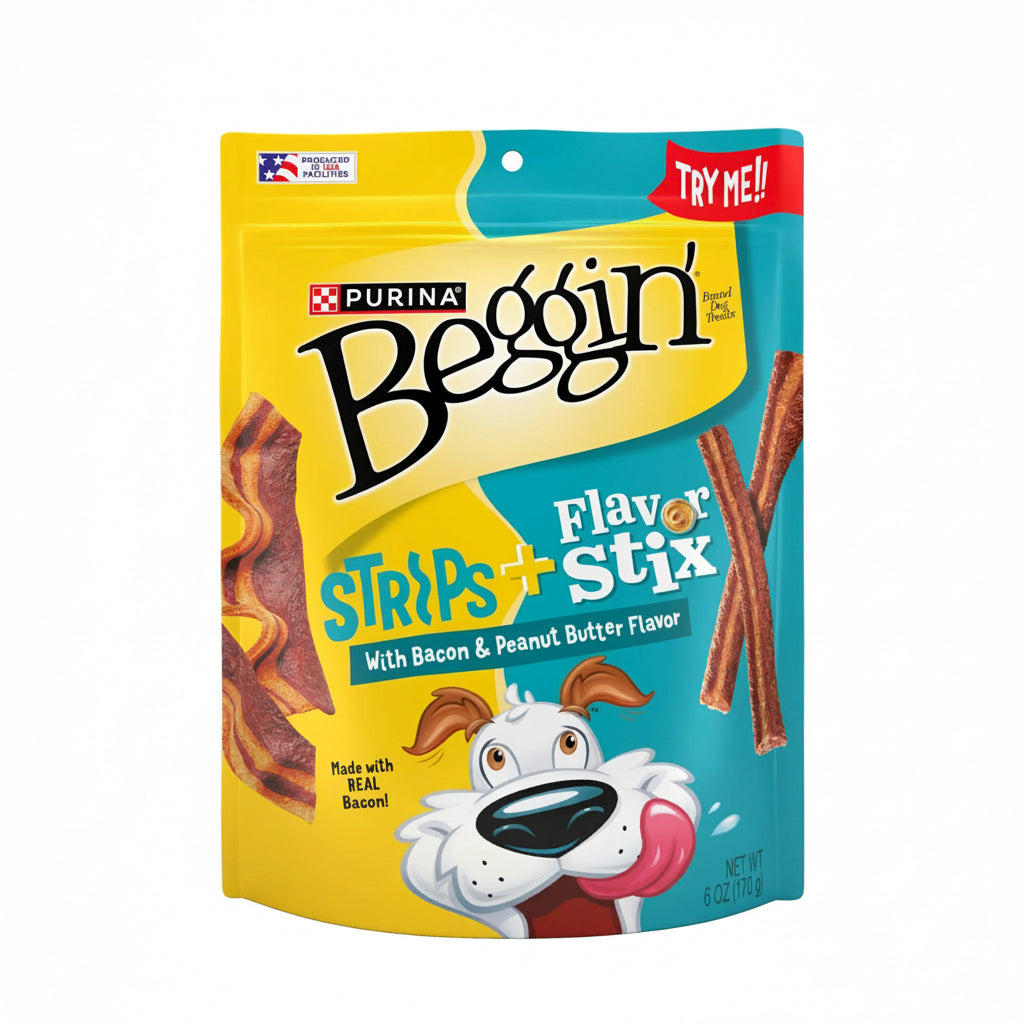 Purina  Sticks & Flavor Stix Dog Treats with Bacon & Peanut Butter Tender Chews, 6 Oz Pouch