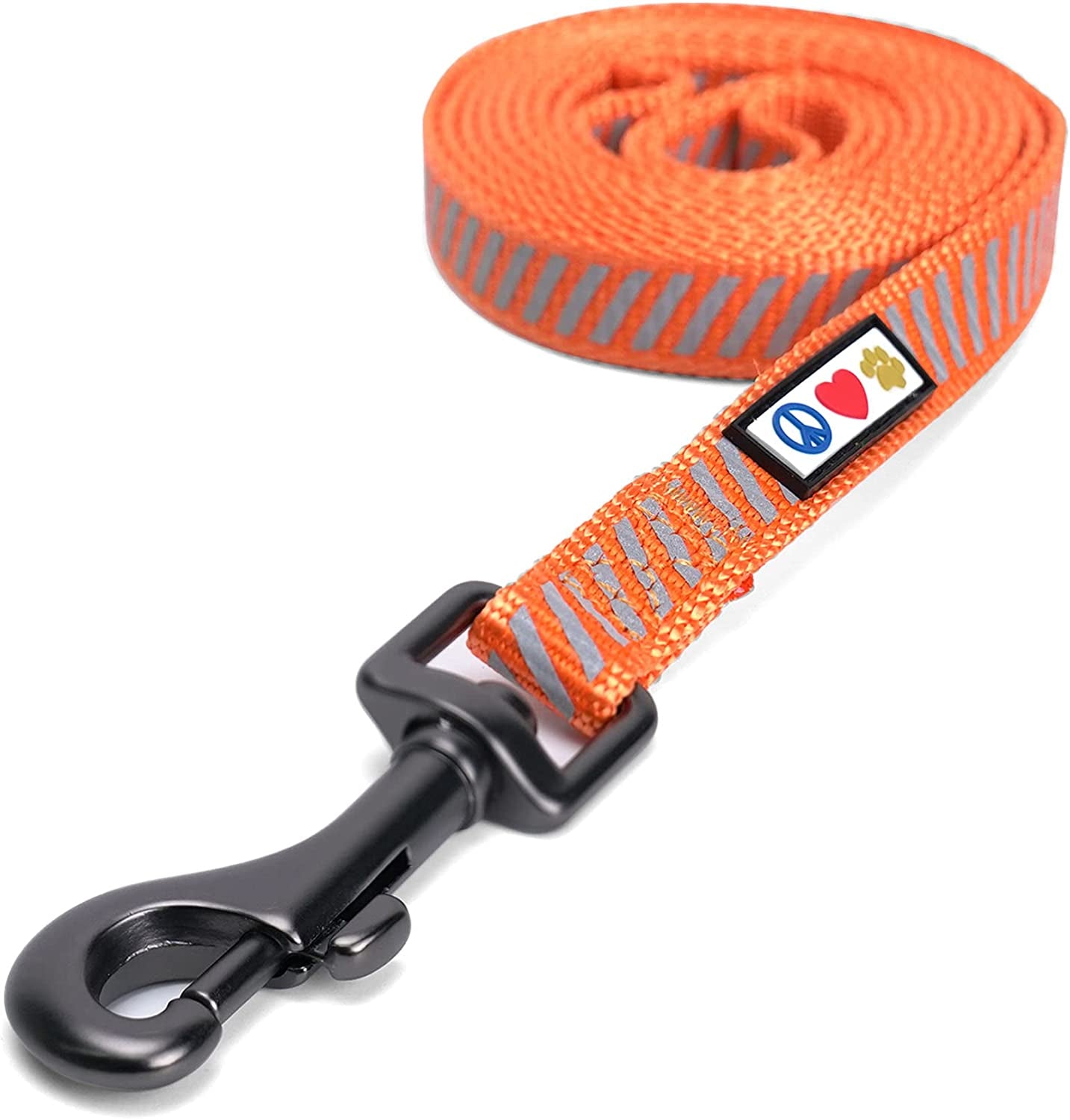 Pet Leash - Comfortable Heavy Duty Reflective Dog Leash | 6 Foot Orange, Highly Visible Threads