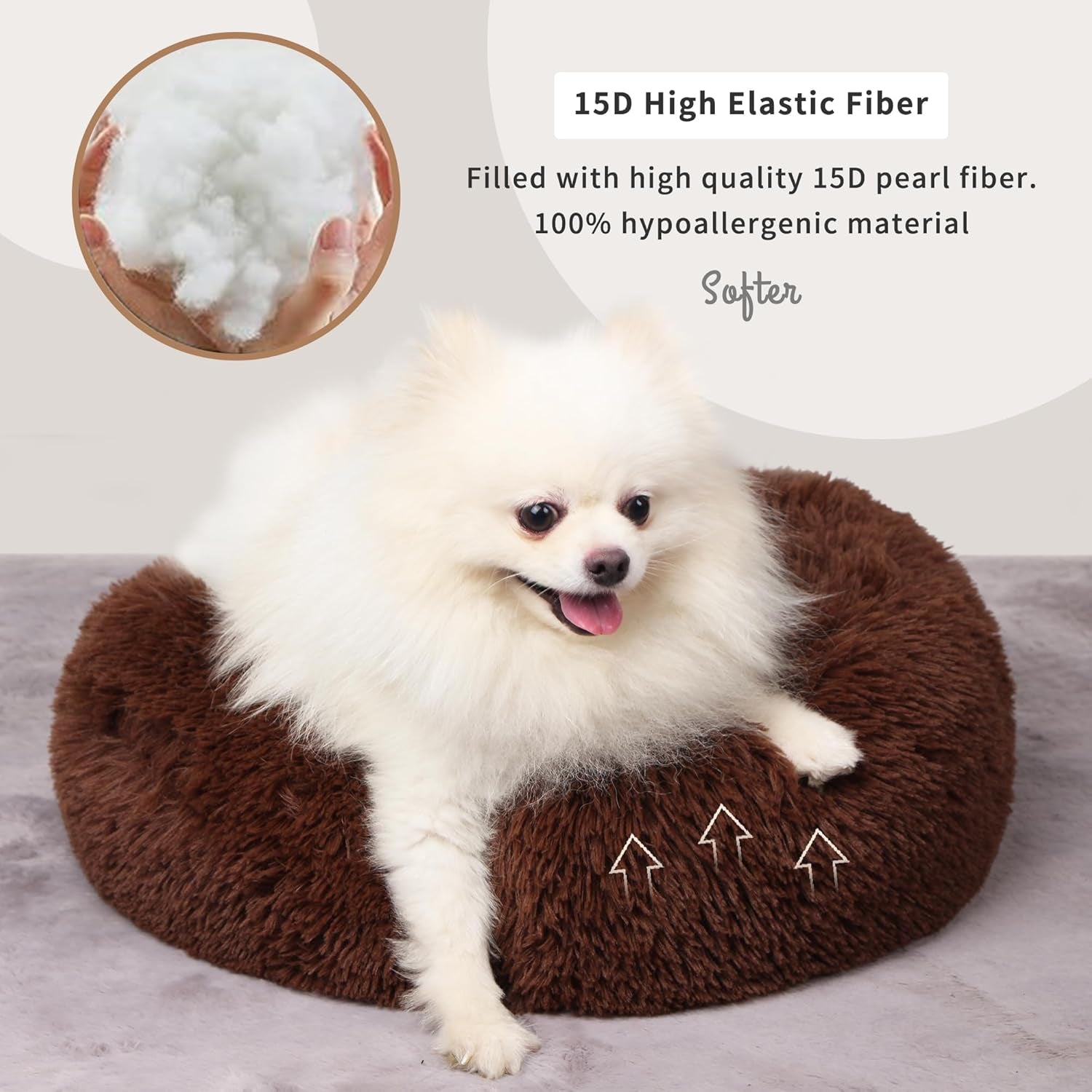 Marshmallow Cat Bed Kawaii Cat Nest for Indoor Cats Washable Fluffy anti Anxiety Kitten Bed 19 Inches