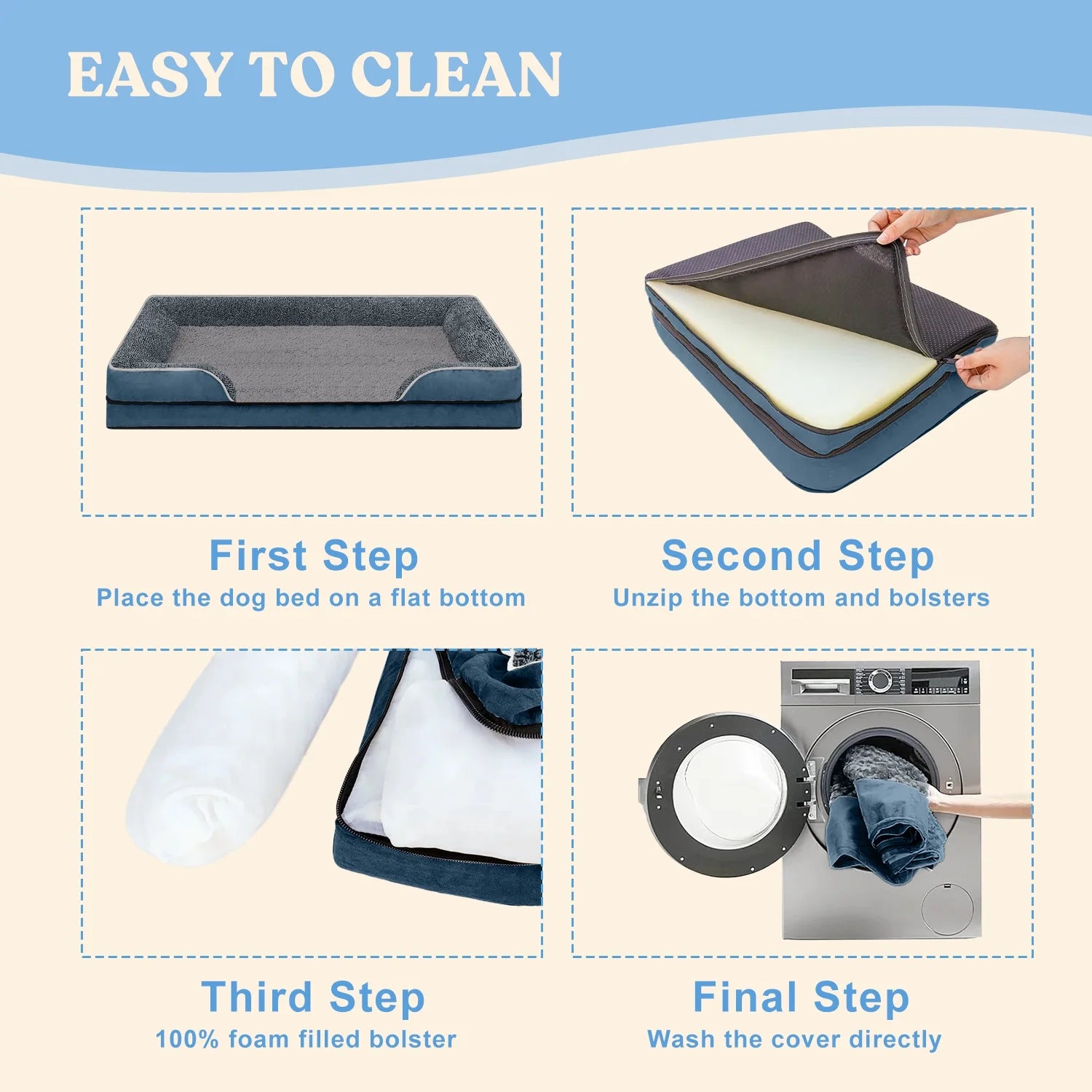 Dog Bed for Large Medium Small Dogs Orthopedic Pet Dog Sofa Bed with Removable and Washable Cover S to XL